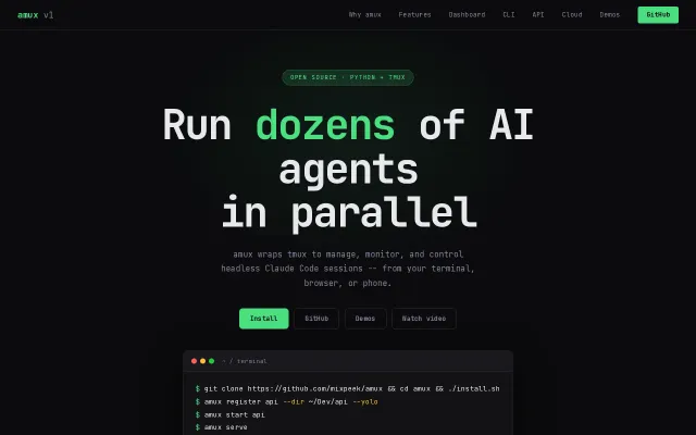 Amux – single-file agent multiplexer for headless Claude Code sessions
