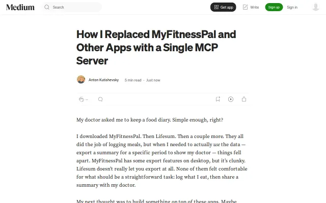 I Replaced MyFitnessPal and Other Apps with a Single MCP Server