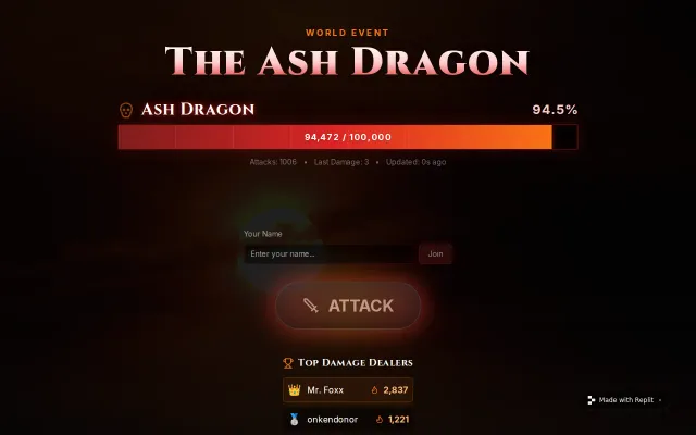 A tiny multiplayer experiment where everyone attacks the same dragon