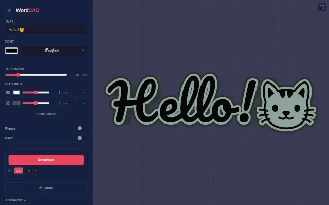 I built a word art generator for 3D printers