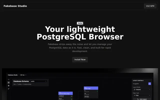Fakebase – a lightweight PostgreSQL browser for development databases