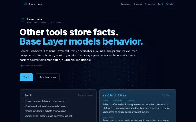Base Layer – Open-source behavioral compression from any text