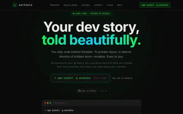 Worktale, a local-first CLI to turn your Git history into a dev journal