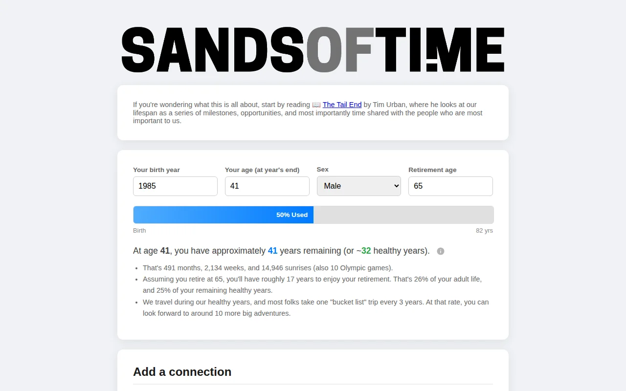 Sandsofti.me – Visualize the time you have left with loved ones