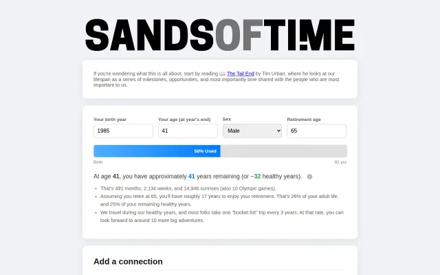 Sandsofti.me – Visualize the time you have left with loved ones