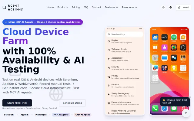 Chat AI Agent built into live Appium/mobile device sessions