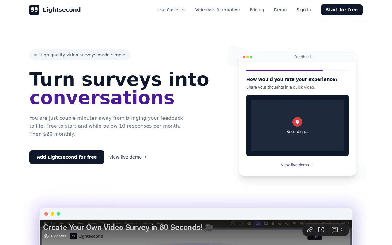 Lightsecond Video Surveys