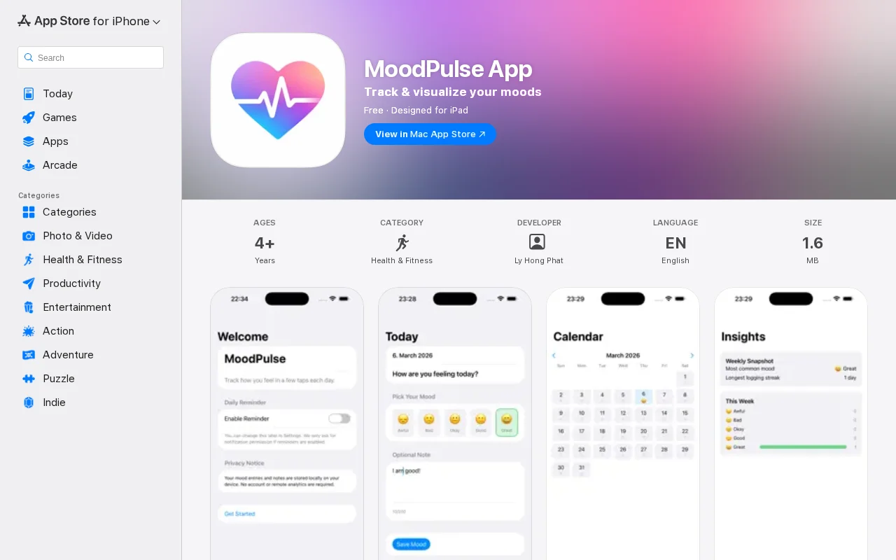 MoodPulse App – a simple app to track your mood in seconds