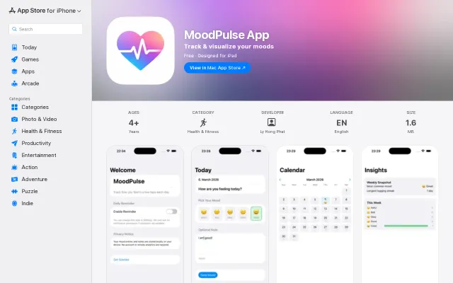 MoodPulse App – a simple app to track your mood in seconds