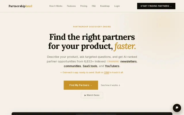 Partnership Intel – Find partners for your products, faster