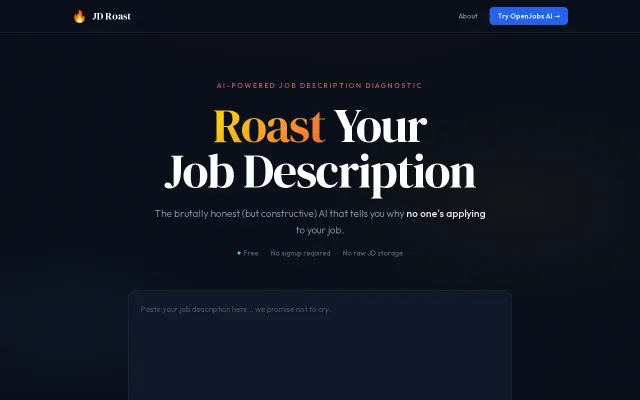 JD Roast – Paste a job description, get it brutally roasted