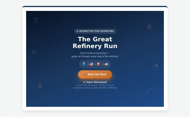 Vanilla JavaScript refinery simulator built to explain job to my kids