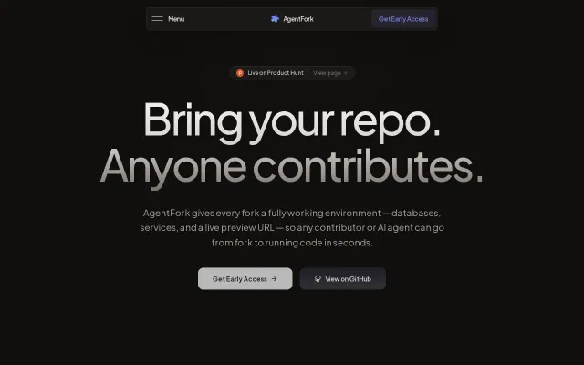 AgentFork – Any repo, instantly runnable by AI agents or contributors