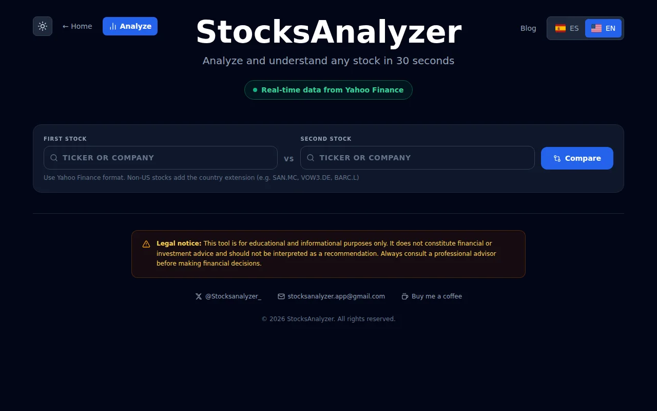 Update] StocksAnalyzer – Compare two stocks side-by-side