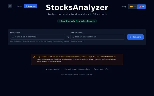 Update] StocksAnalyzer – Compare two stocks side-by-side