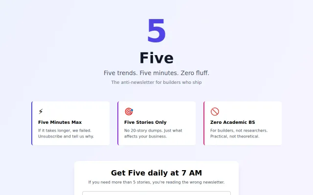 Five – I built a 5-story daily newsletter for who hate newsletters
