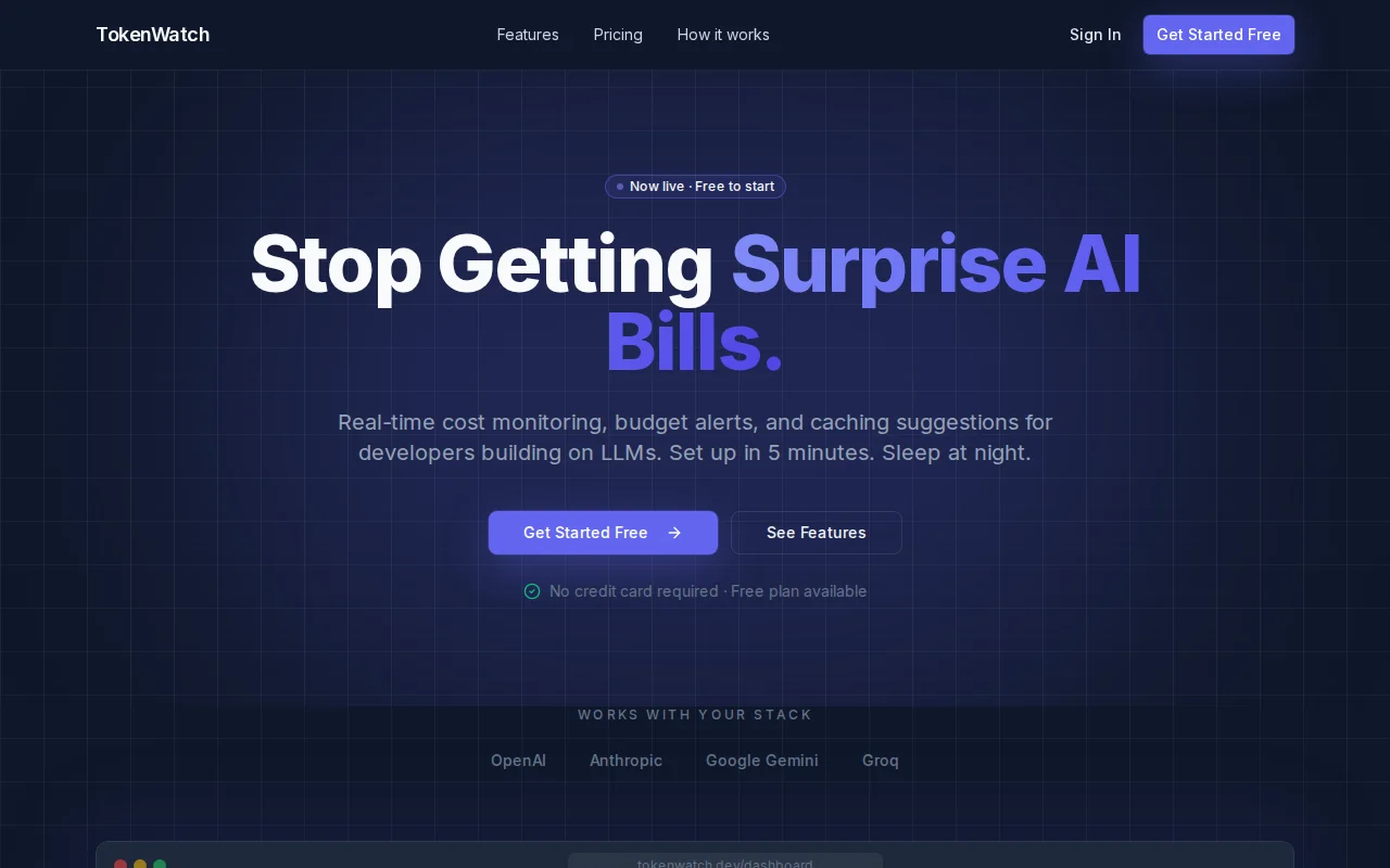 TokenWatch – Real-Time AI API Cost Monitor for OpenAI/Anthropic/Gemini