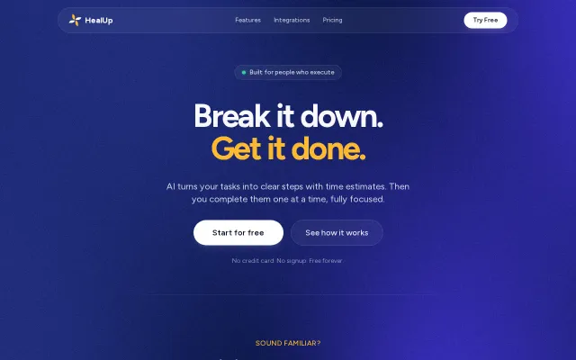 HealUp – Task execution app that hides your todo list on purpose
