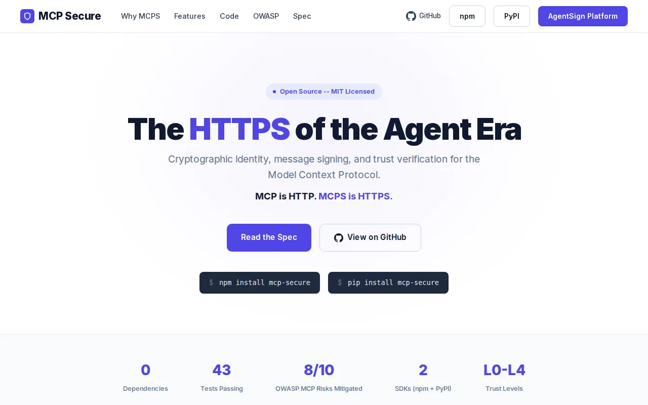 MCPS – Cryptographic identity and message signing for MCP agents