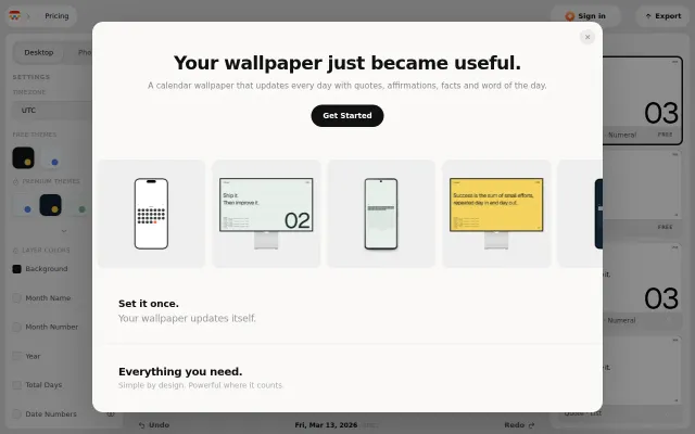 Mac wallpaper that updates daily – calendar, quote, affirmation, fact