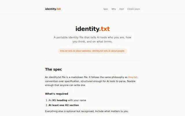 Identity.txt – Like llms.txt but for People
