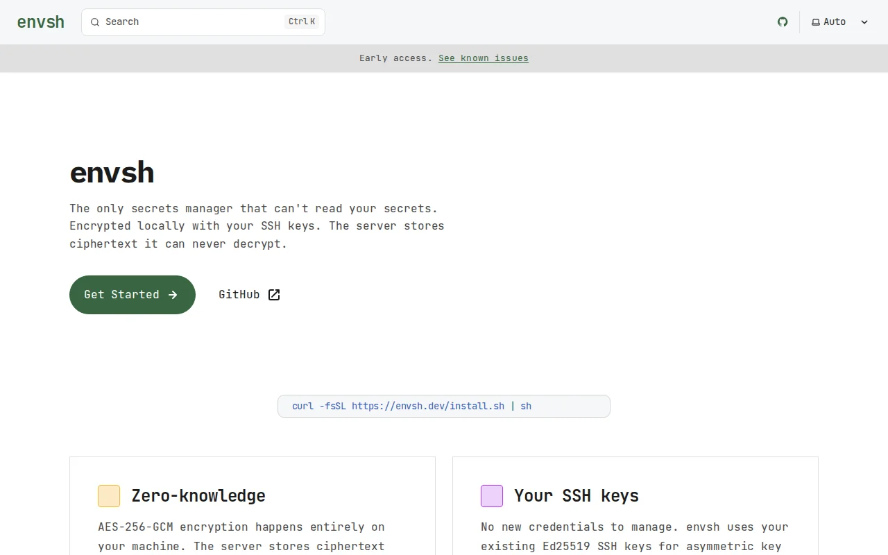 Envsh – Zero-knowledge secret sync using your SSH keys