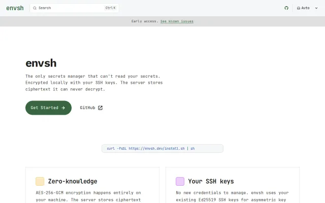 Envsh – Zero-knowledge secret sync using your SSH keys