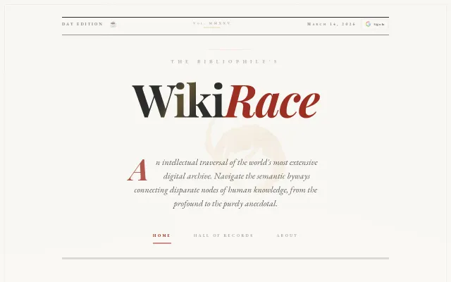 On the Same Page – A visual tracker for unhinged Wikipedia races