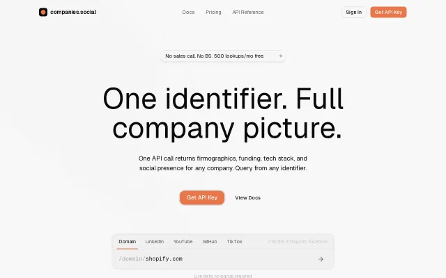 Companies.social – company enrichment without the $0.04/lookup tax