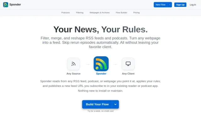 RSS tool to remix feeds, build from webpages, and skip podcast reruns