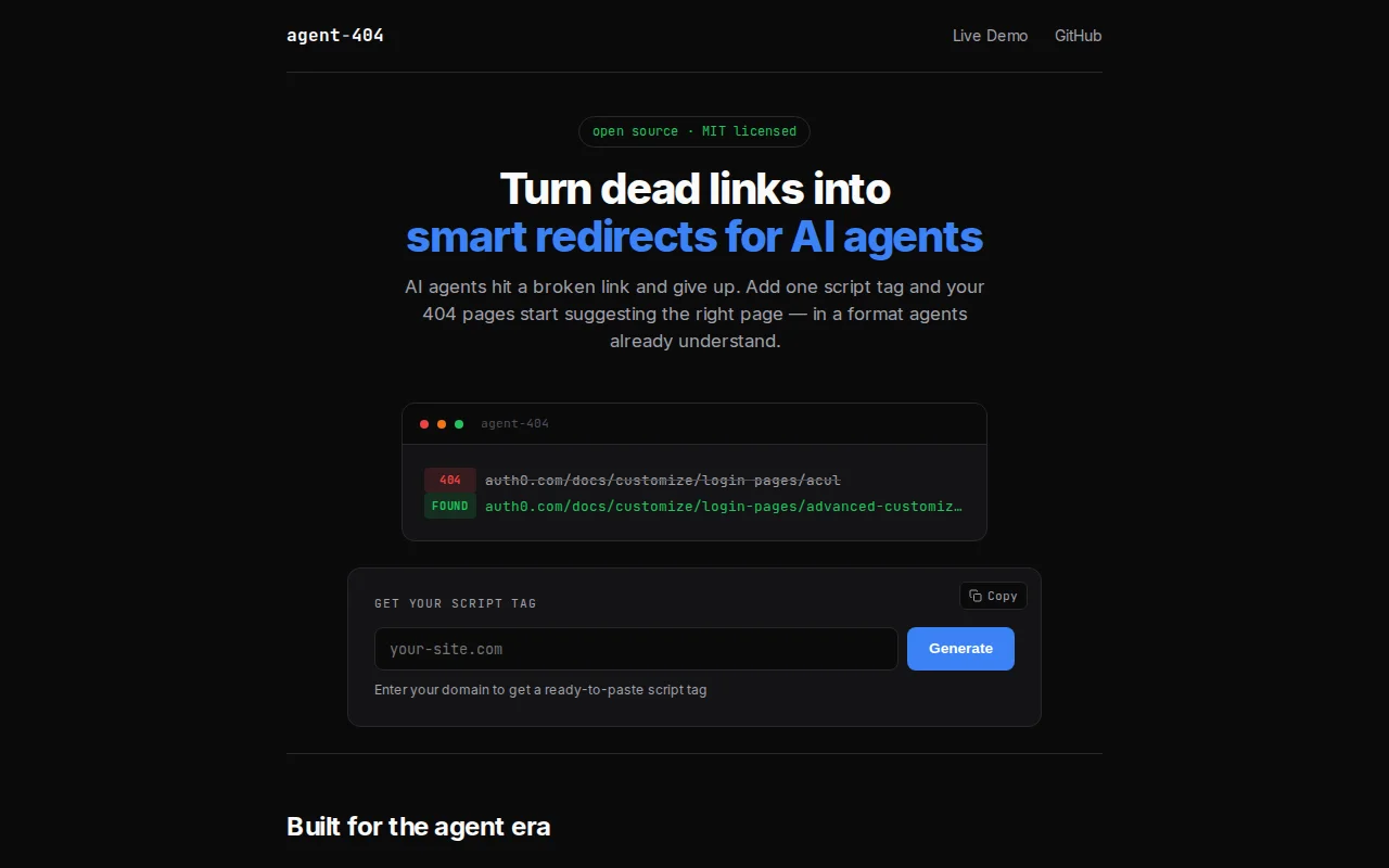 Agent 404 – Stop AI agents from hitting dead links and making things up