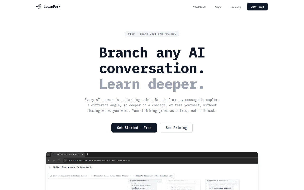 LearnFork – Branching AI chat for learning and researching