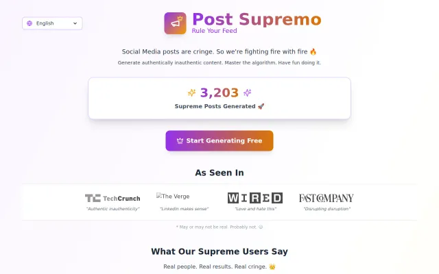 PostSupremo – Generate authentically inauthentic LinkedIn content