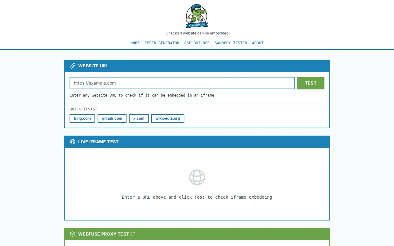 iFrame Tester Gator