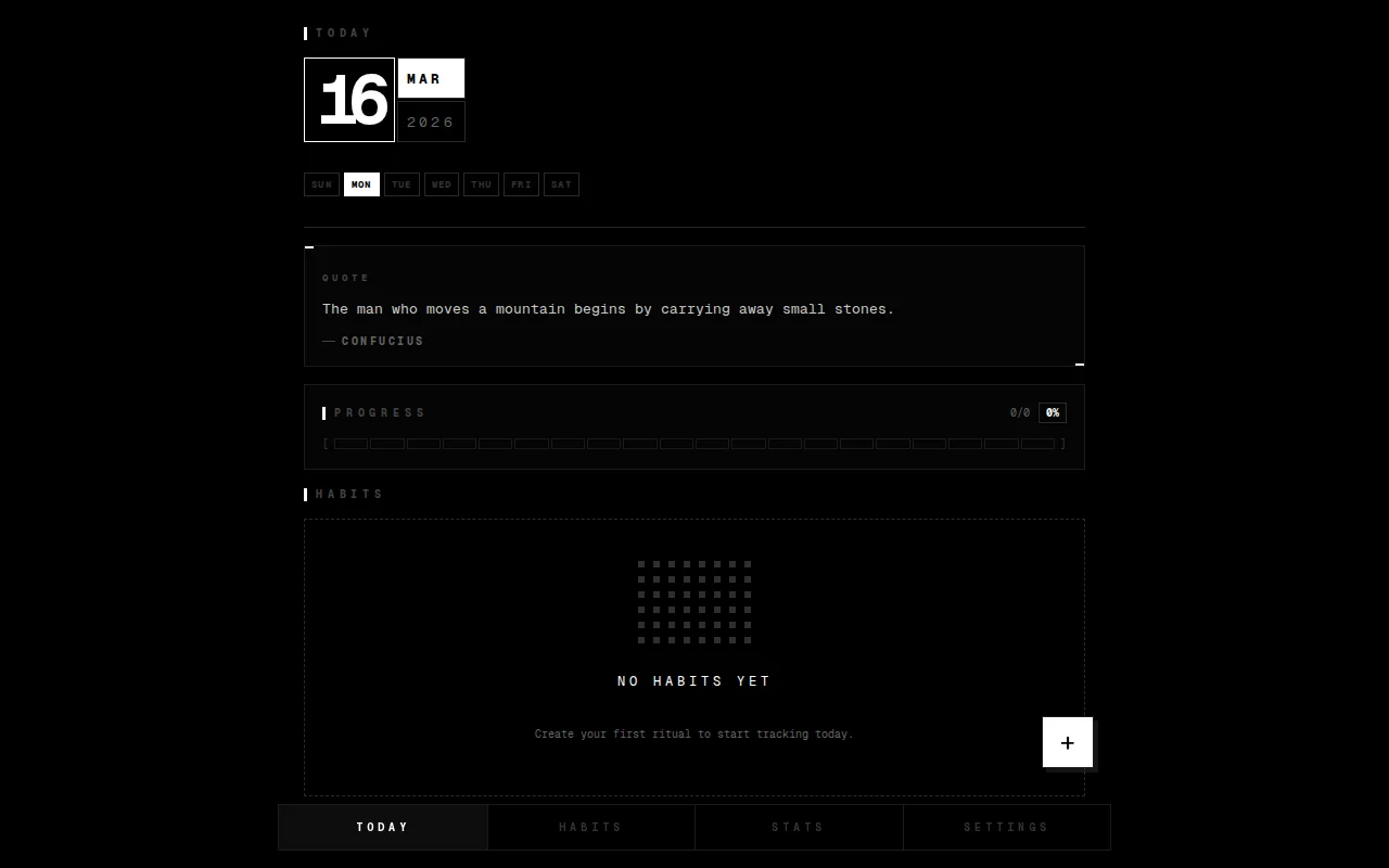 Ritual – An Open Source Local Monochrome Themed Habit Tracker PWA