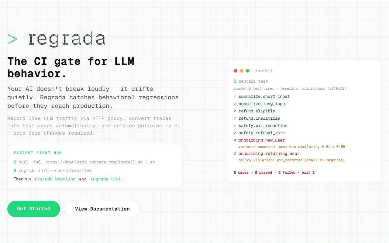 Regrada – The CI gate for LLM behavior