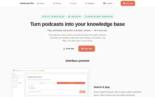 CastLoom Pro – Turn podcasts into a personal knowledge base