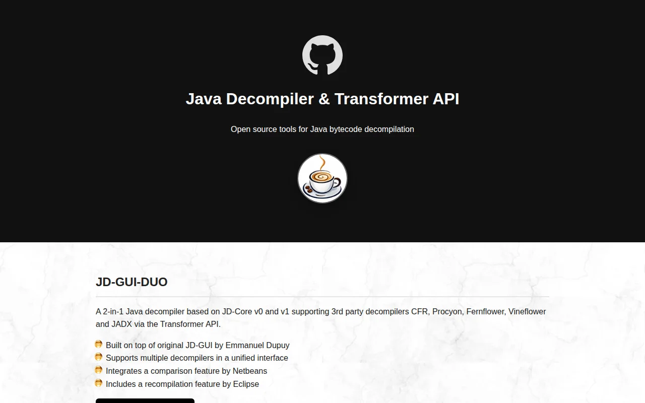 Javadecompiler.org – a unified Java decompiler and transformer API