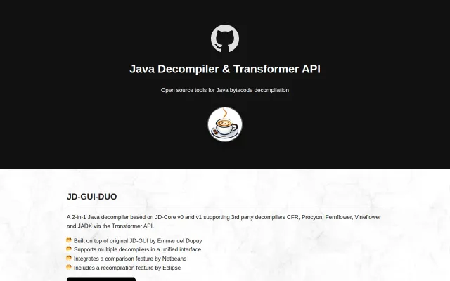 Javadecompiler.org – a unified Java decompiler and transformer API