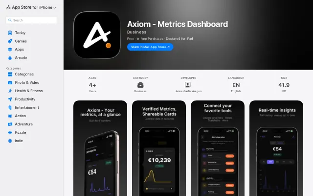 Axiom – A native iOS HUD for your SaaS metrics