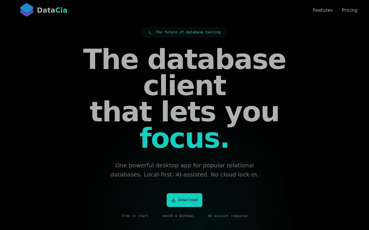DataCia – The database client that lets you focus