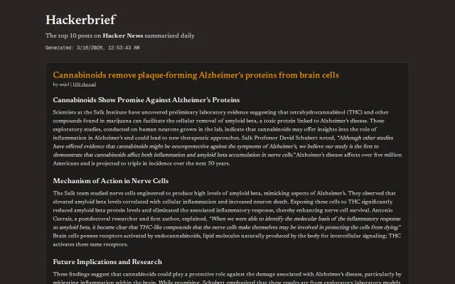 Hackerbrief – Top posts on Hacker News summarized daily