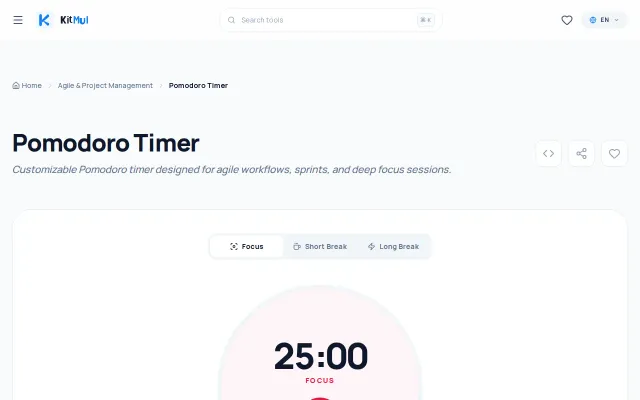 Pomodoro timer and radio music included