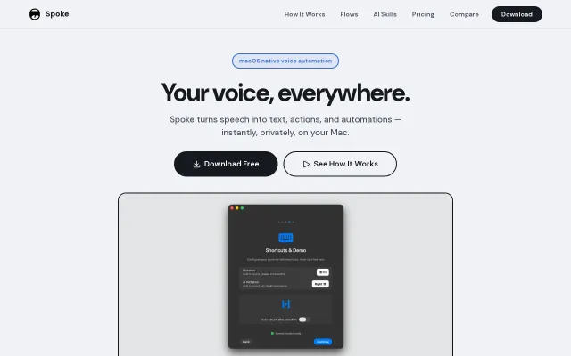 Spoke – On-device AI dictation for macOS with visual automation engine