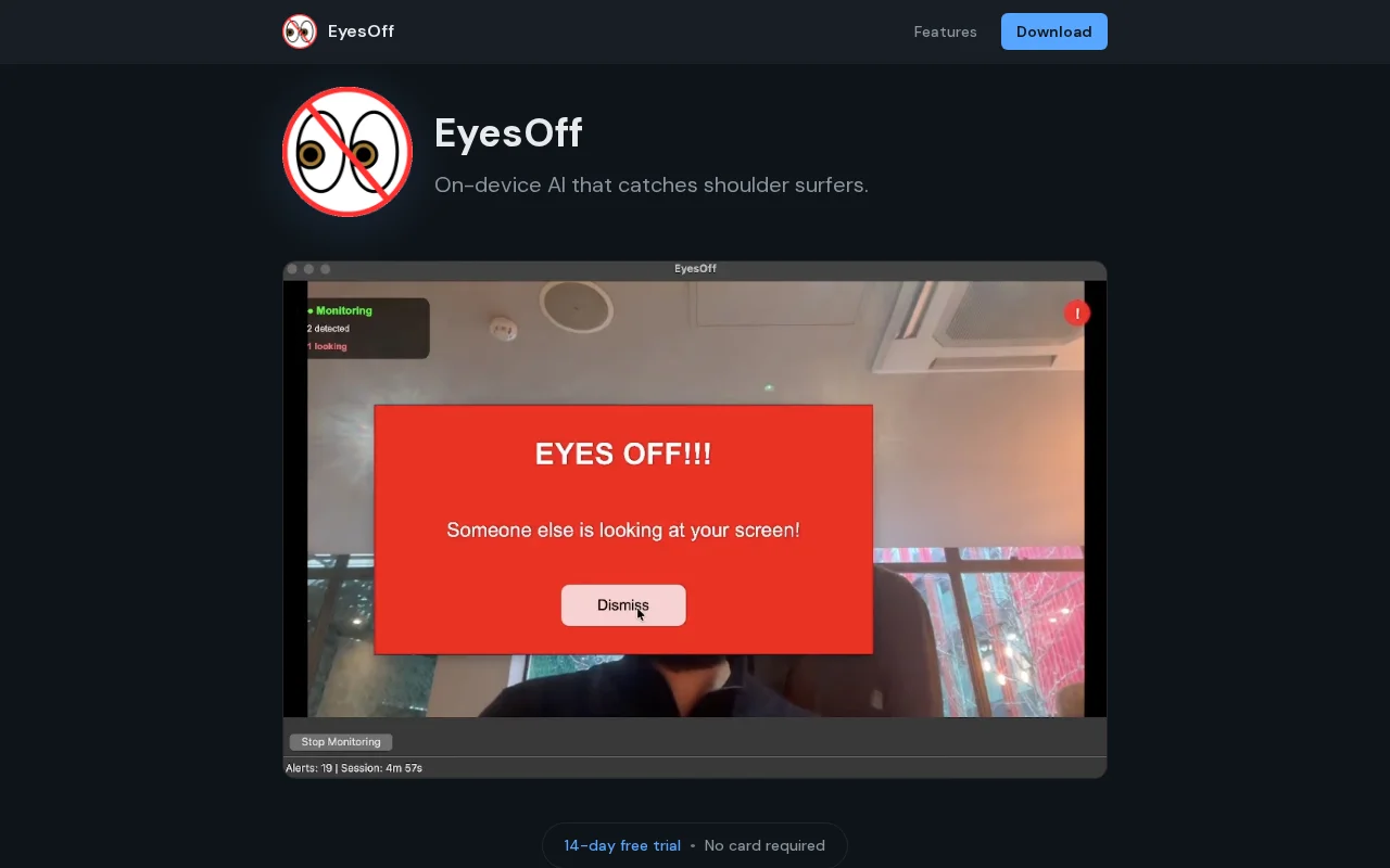 EyesOff – On-device AI that catches shoulder surfers