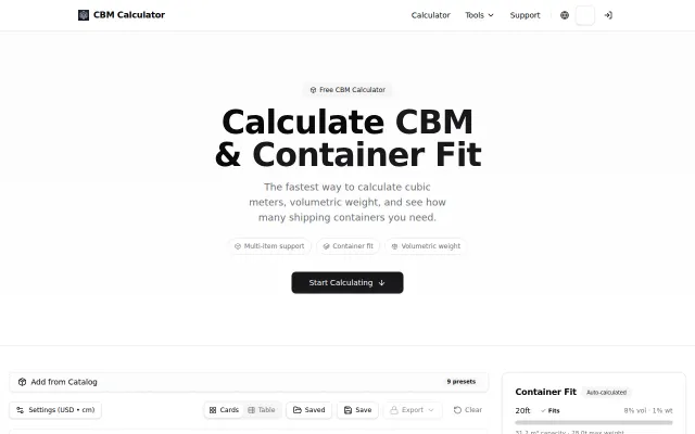 Simple CBM calculator for shipping and freight