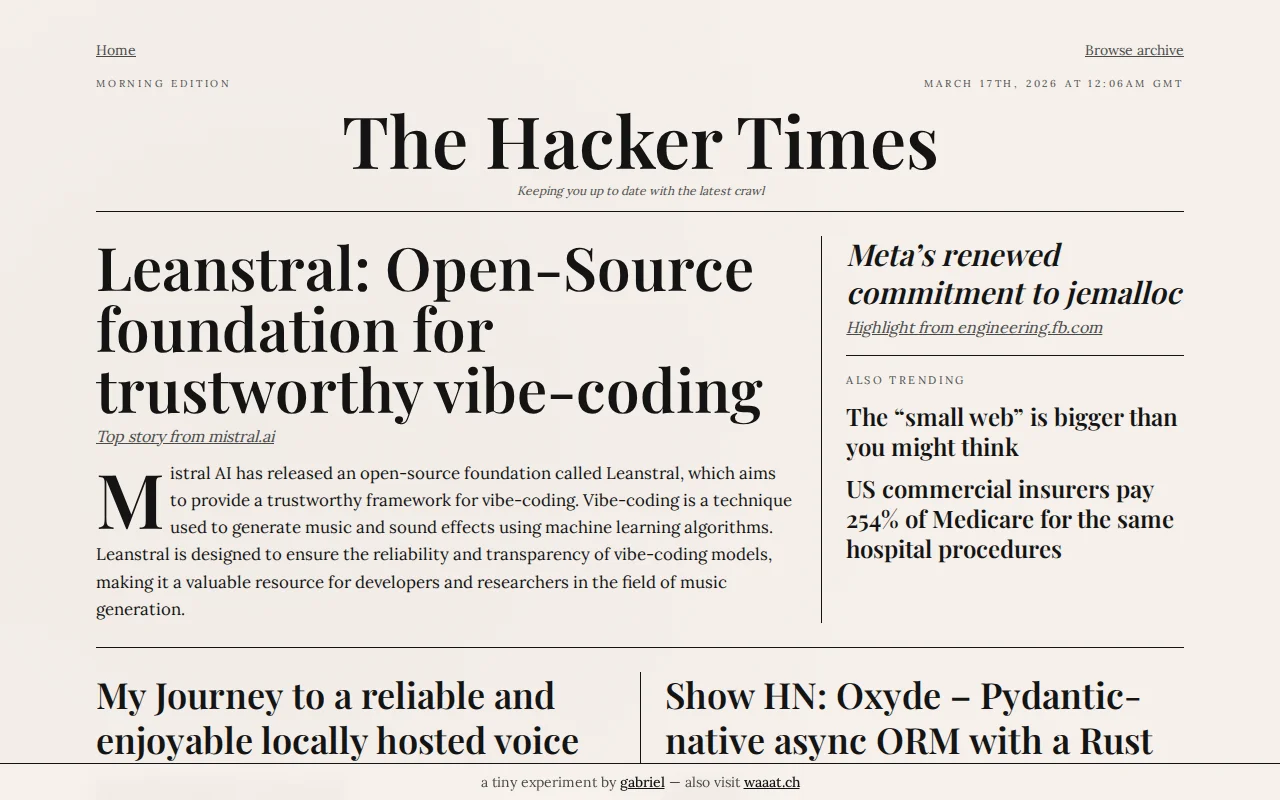 The Crawl Times – Newspaper-style front pages for tech news sites