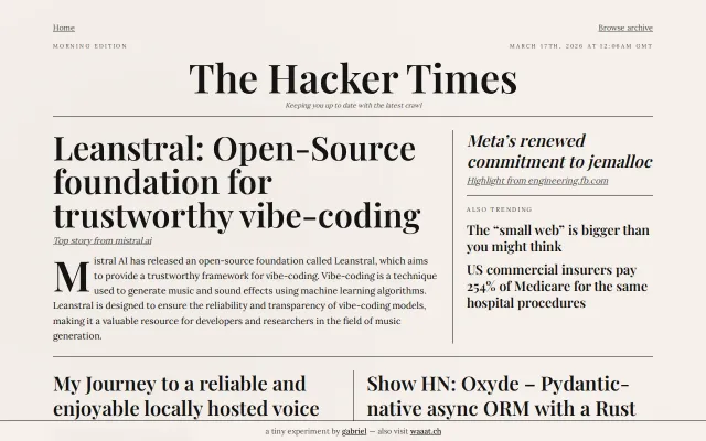 The Crawl Times – Newspaper-style front pages for tech news sites