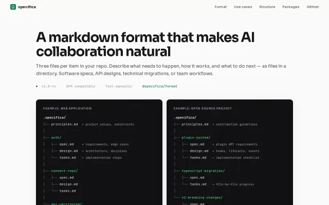 Specifica – an open format for writing software specs as Markdown