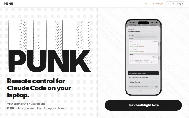 PUNK – Remote control for local Claude Code that just works